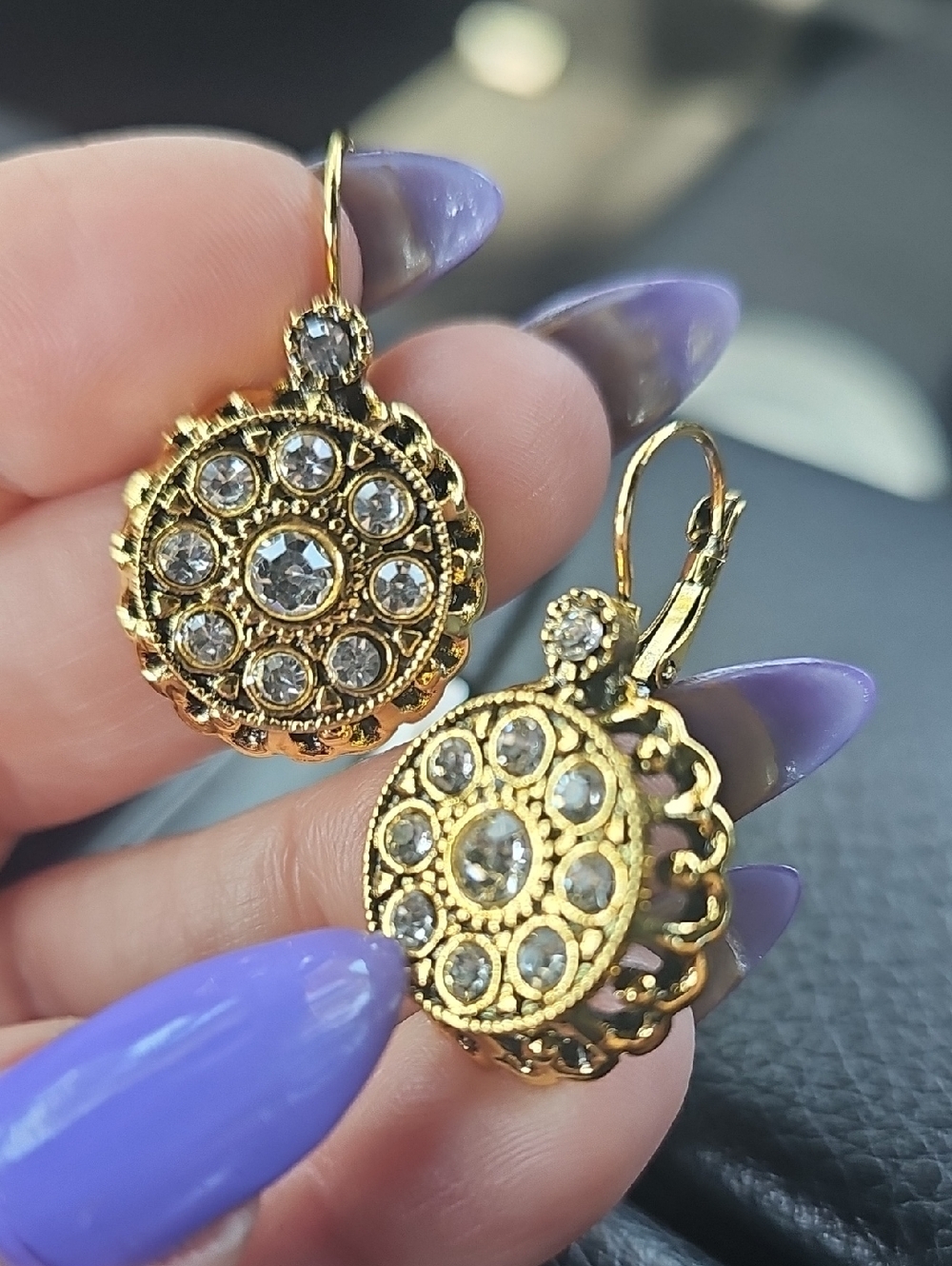 Fashion Vintage Elegant Flower Zircon Hook Earrings